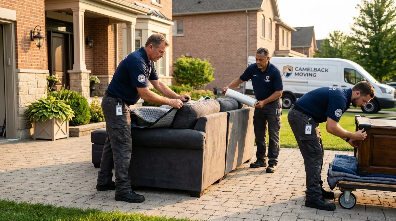 Large estate moving crew wrapping furniture in Voorhees, NJ