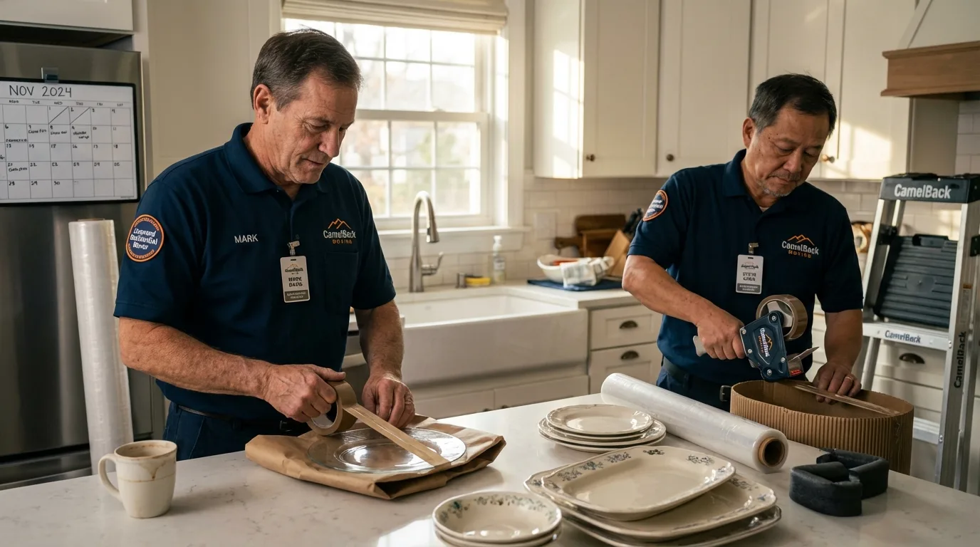 Professional crew packing kitchen dishware in Voorhees, NJ